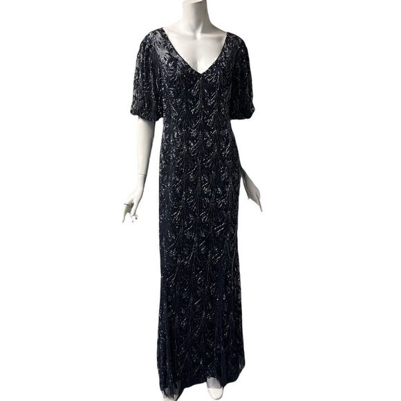 Aidan Mattox Fully Beaded Shift Gown - Picture 2 of 8